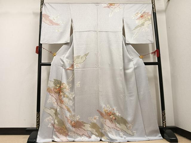 平和屋着物●創業460年・千總 訪問着 駒刺繍 絞り 草花文 金彩 正絹 逸品 AABI7360ph