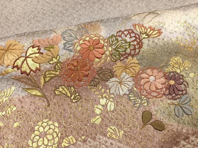平和屋着物●創業460年・千總 訪問着 駒刺繍 絞り 草花文 金彩 正絹 逸品 AABI7360ph