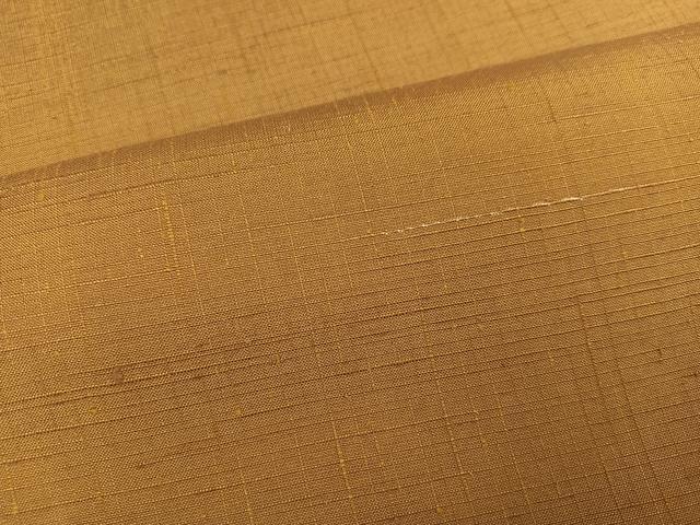 平和屋着物●上質な紬 色無地 黄枯茶色 正絹 逸品 AABI7364ph