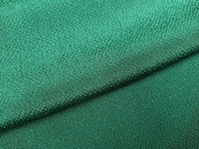 平和屋着物●上質な色無地 木賊色 鬼しぼ縮緬 正絹 逸品 AABI7366ph