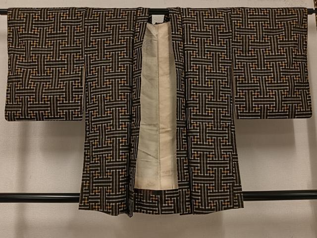 平和屋着物●本場大島紬 龍郷絣 秋名バラ アンサンブル 正絹 逸品 AABI7367ph
