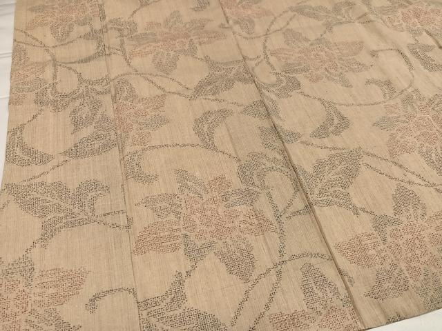 平和屋着物●本場結城紬 重要無形文化財 80亀甲 更紗唐草文 正絹 逸品 AABI7368ph