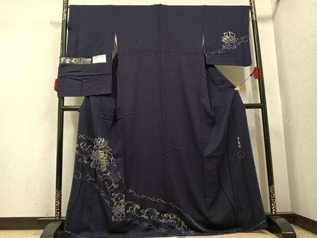 平和屋着物●和田光正監修 京金彩 日光 訪問着 花唐草文 反端付き 正絹 逸品 未使用 AABI7371ph