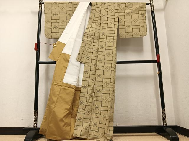 平和屋着物●上質な紬 琉球絣文様 正絹 逸品 AABI7372ph
