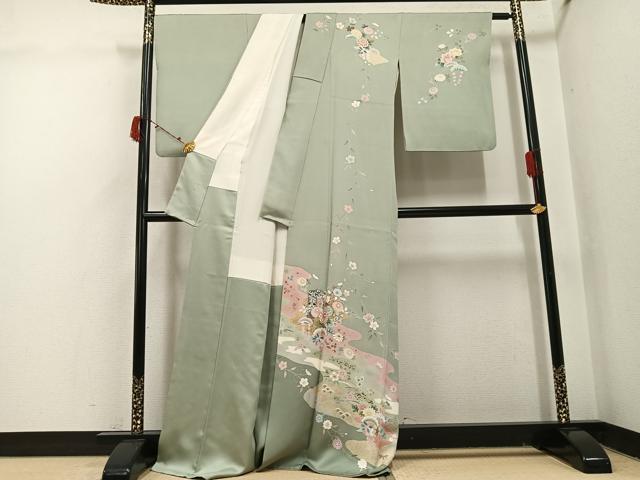 平和屋着物●訪問着 友禅 作家物 御所車花文 金彩 正絹 逸品 AABI7373ph