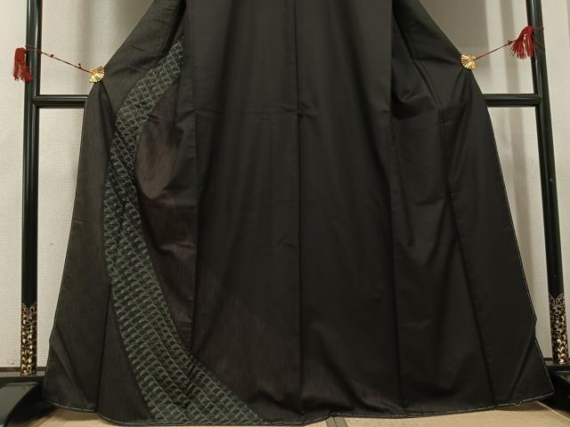 平和屋着物●本場大島紬 訪問着 刺繍 刺し子 青海波 正絹 逸品 未使用 AABI7379ph
