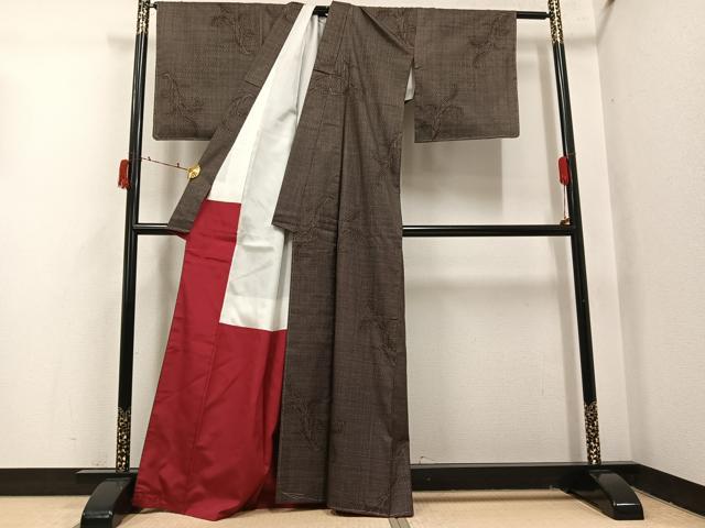 平和屋着物●本場大島紬 一元絣 唐草文 正絹 逸品 未使用 AABI7380ph