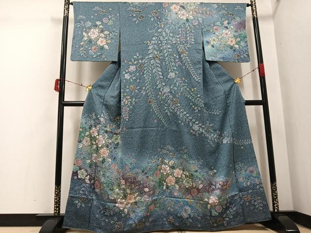 平和屋着物●訪問着 辻が花 絞り 暈し染め 金彩 三越扱い 正絹 逸品 未使用 AABI7381ph