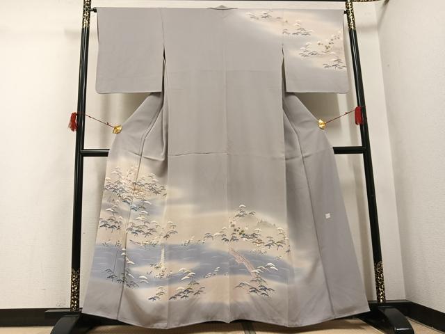 平和屋着物●京友禅の人間国宝 上野為二 訪問着 松竹梅風景文 暈し染め 正絹 逸品 AABI7383ph