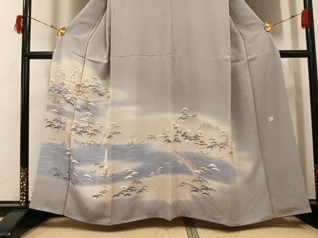 平和屋着物●京友禅の人間国宝 上野為二 訪問着 松竹梅風景文 暈し染め 正絹 逸品 AABI7383ph