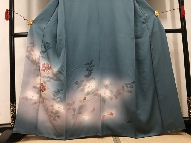 平和屋着物●訪問着 刺繍 枝花文 暈し染め 正絹 逸品 AABI7387ph