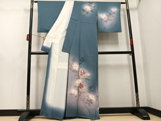 平和屋着物●訪問着 刺繍 枝花文 暈し染め 正絹 逸品 AABI7387ph