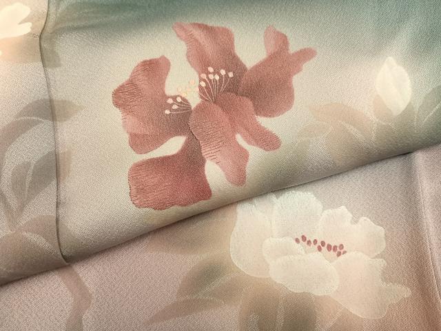 平和屋着物●訪問着 刺繍 枝花文 暈し染め 正絹 逸品 AABI7387ph