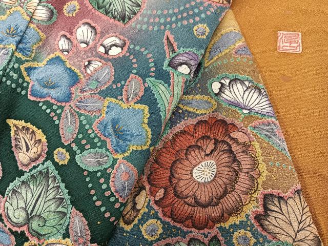 平和屋着物●染色作家 林淳一 訪問着 辻が花 絞り 暈し染め 金彩 正絹 逸品 AABI7389ph