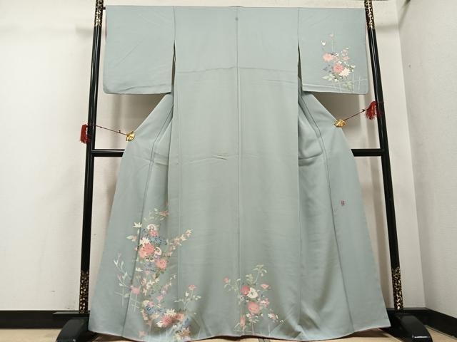 平和屋着物●本加賀友禅作家 岡本幸治 訪問着 枝花文 正絹 逸品 AABI7397ph
