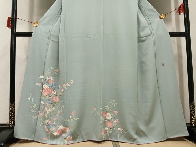平和屋着物●本加賀友禅作家 岡本幸治 訪問着 枝花文 正絹 逸品 AABI7397ph
