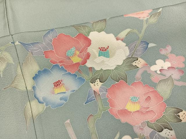 平和屋着物●本加賀友禅作家 岡本幸治 訪問着 枝花文 正絹 逸品 AABI7397ph
