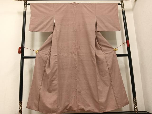 平和屋着物●結城紬 色無地 丁子茶色 正絹 逸品 AABI7400ph