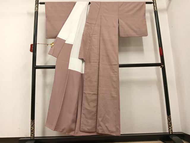 平和屋着物●結城紬 色無地 丁子茶色 正絹 逸品 AABI7400ph