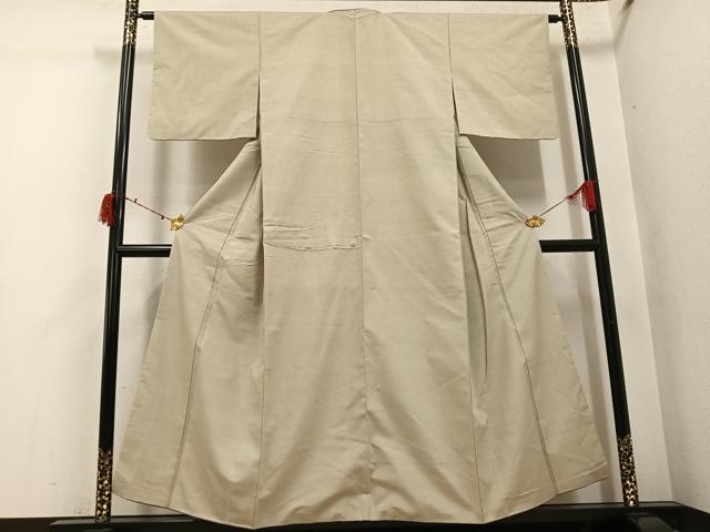 平和屋着物●上質な紬 色無地 白橡色 正絹 逸品 AABI7401ph