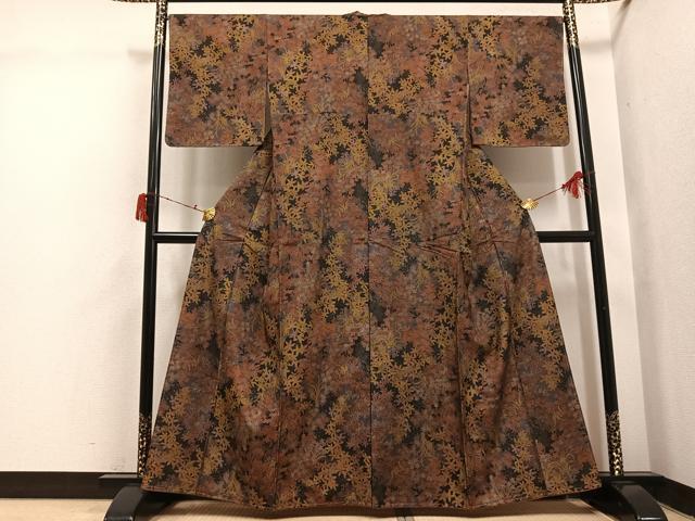 平和屋着物●本場大島紬 染大島 草花文 正絹 逸品 未使用 AABI7404ph