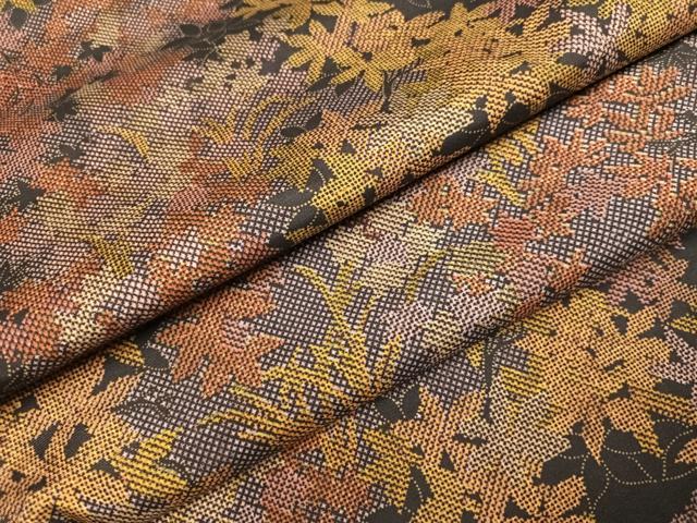 平和屋着物●本場大島紬 染大島 草花文 正絹 逸品 未使用 AABI7404ph