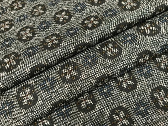 平和屋着物●本場村山大島紬 市松花文 正絹 逸品 AABI7405ph