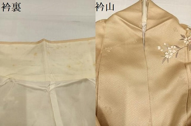 平和屋着物●訪問着 友禅 駒刺繍 枝花文 金彩 正絹 逸品 AABI7407ph