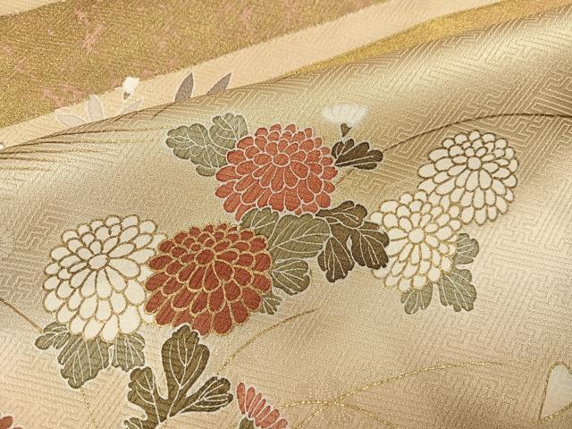 平和屋着物●訪問着 友禅 駒刺繍 枝花文 金彩 正絹 逸品 AABI7407ph