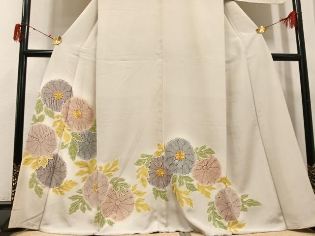 平和屋着物●豪華色留袖 駒刺繍 菊 暈し染め 金彩 正絹 逸品 AABI7413ph