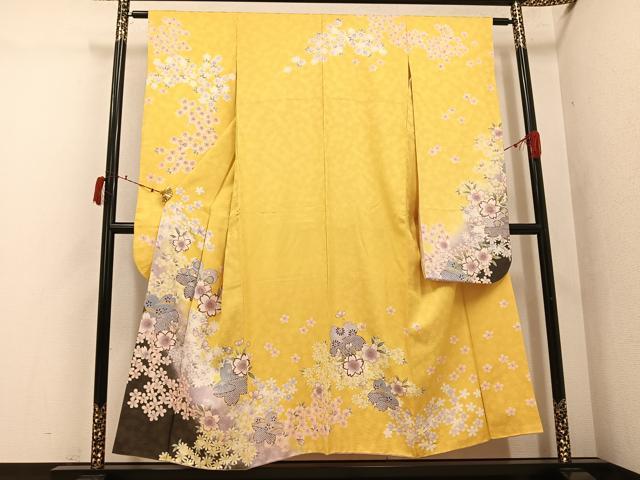 平和屋着物●豪華振袖 駒刺繍 舞花文 暈し染め 金彩 正絹 逸品 AABI7420ph