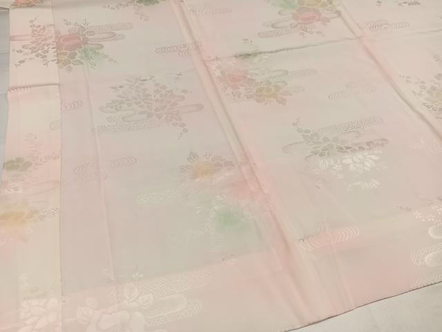 平和屋着物●振袖用長襦袢 無双仕立て 草花地紋 暈し染め 正絹 逸品 未使用 AABI7423ph