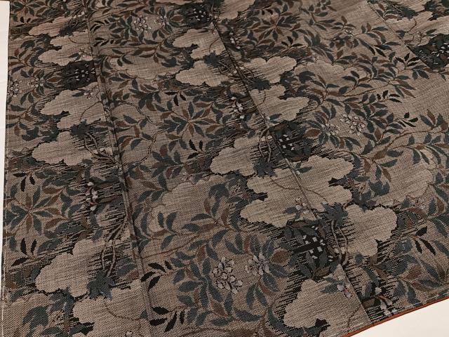 平和屋着物●本場大島紬 カタス9マルキ 草花文 正絹 逸品 未使用 AABI7433ph