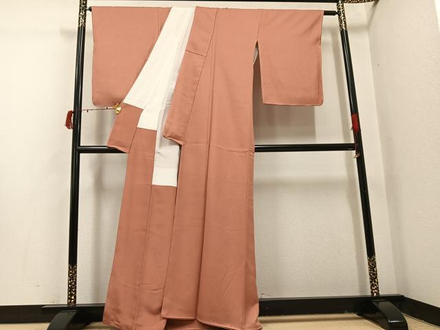 平和屋着物●上質な色無地 ときがら茶色 正絹 逸品 未使用 AABI7435ph