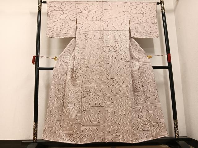 平和屋着物●上質な小紋 絞り 流水文 正絹 逸品 AABI7438ph