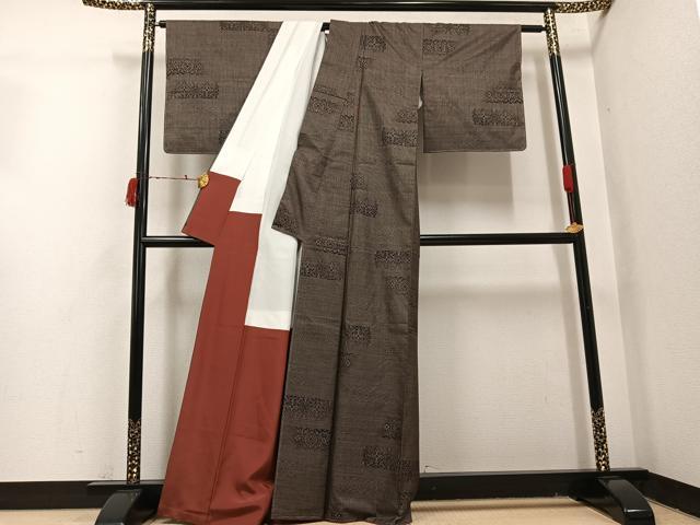 平和屋着物●本場大島紬 カタス7マルキ 横段花文 正絹 逸品 未使用 AABI7444ph