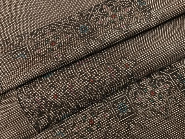 平和屋着物●本場大島紬 カタス7マルキ 横段花文 正絹 逸品 未使用 AABI7444ph