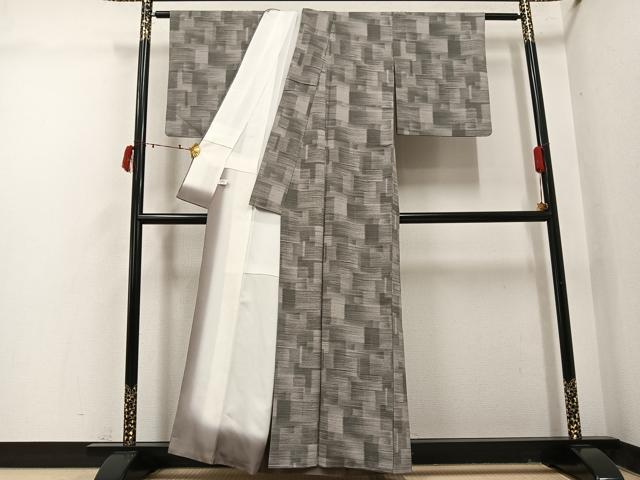 平和屋着物●上質な小紋 お召地 幾何学文様 正絹 逸品 AABI7447ph