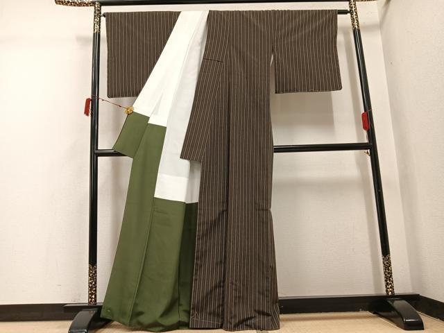 平和屋着物●上質な紬 間道 正絹 逸品 未使用 AABI7449ph