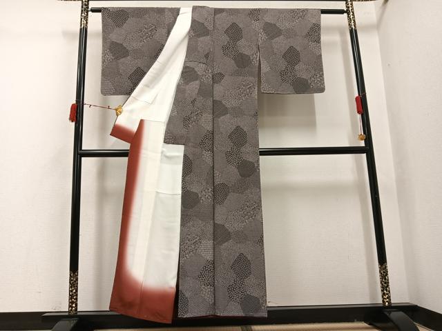 平和屋着物●江戸小紋 作家物 寄せ小紋柄 黒地 正絹 逸品 未使用 AABI7451ph