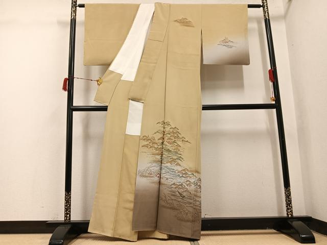 平和屋着物●色留訪問着 刺繍 浜松笹舟文 暈し染め 金糸 正絹 逸品 AABI7452ph