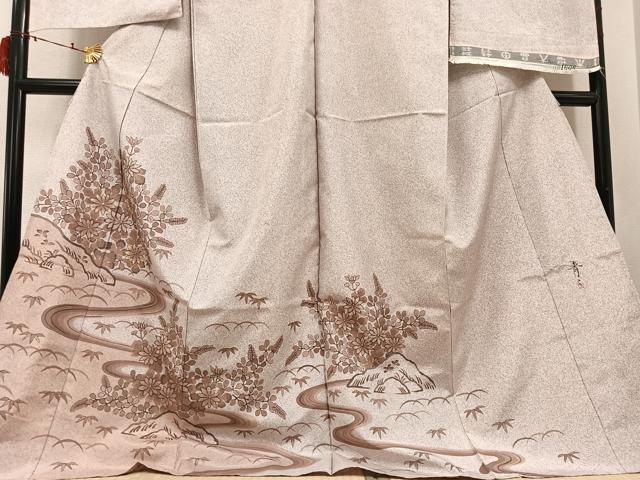 平和屋着物●京友禅の第一人者 松井青々 本場大島紬 染大島 訪問着 刺繍 流水草花文 金彩 仮絵羽 正絹 逸品 未使用 AABI7460ph