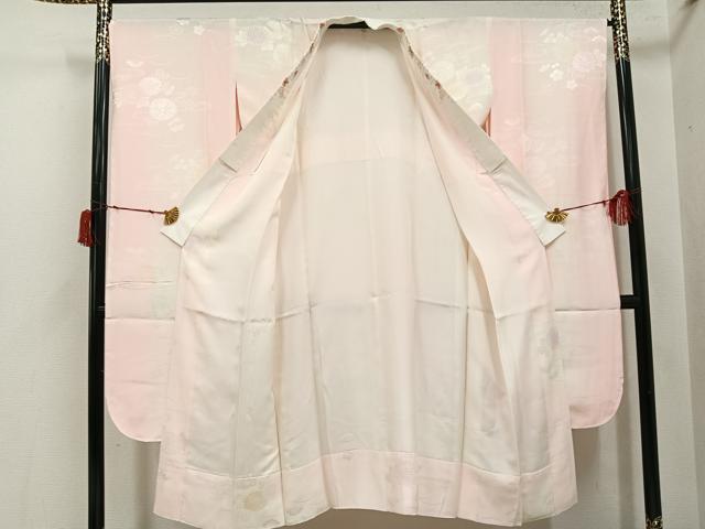 平和屋着物●振袖用長襦袢 袷 草花地紋 暈し染め 半衿刺繍 正絹 逸品 AABI7467ph