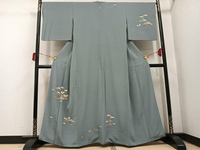 平和屋着物●名門・上野家 上野街子 清染居 訪問着 風景草花文 正絹 逸品 AABI7470ph
