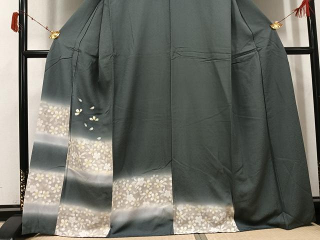 平和屋着物●訪問着 舞桜文 暈し染め 金彩 正絹 逸品 AABI7473ph