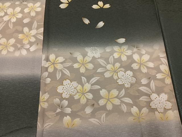 平和屋着物●訪問着 舞桜文 暈し染め 金彩 正絹 逸品 AABI7473ph
