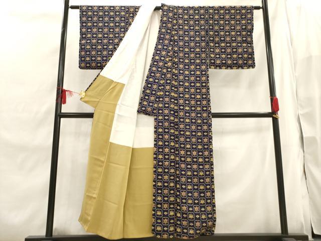 平和屋着物■上質な小紋 格子桐文 正絹 逸品 AABI7482br