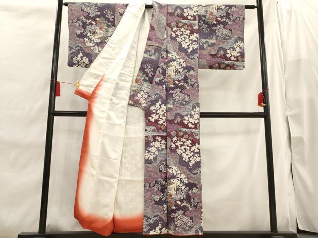 平和屋着物■上質な小紋 御所車霞花文 金彩 正絹 逸品 AABI7485br
