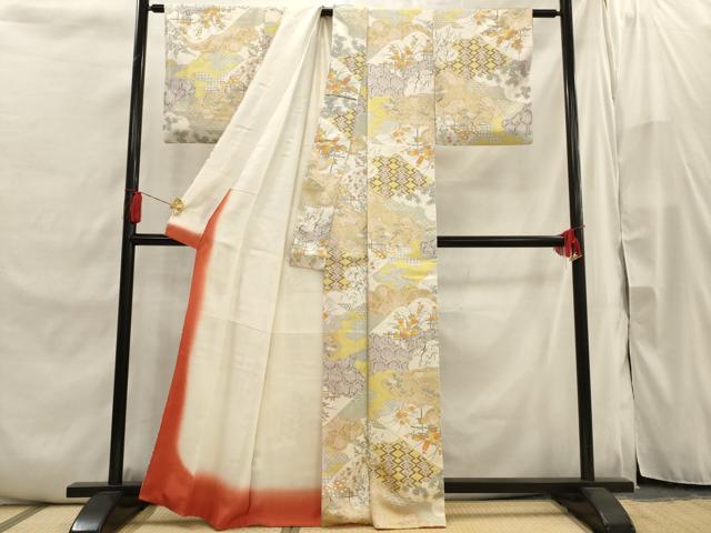 平和屋着物■上質な小紋 雲重ね吉祥文 金彩 正絹 逸品 AABI7489br