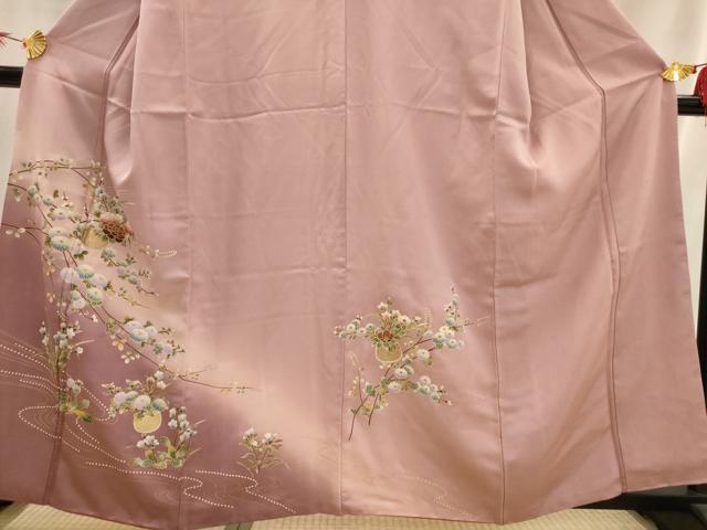 平和屋着物■訪問着 枝花文 暈し染め 金彩 正絹 逸品 AABI7492br
